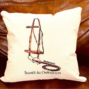 The Henri Collection, Hunt Seat Equestrian pillow cover only (beige linen)16x16